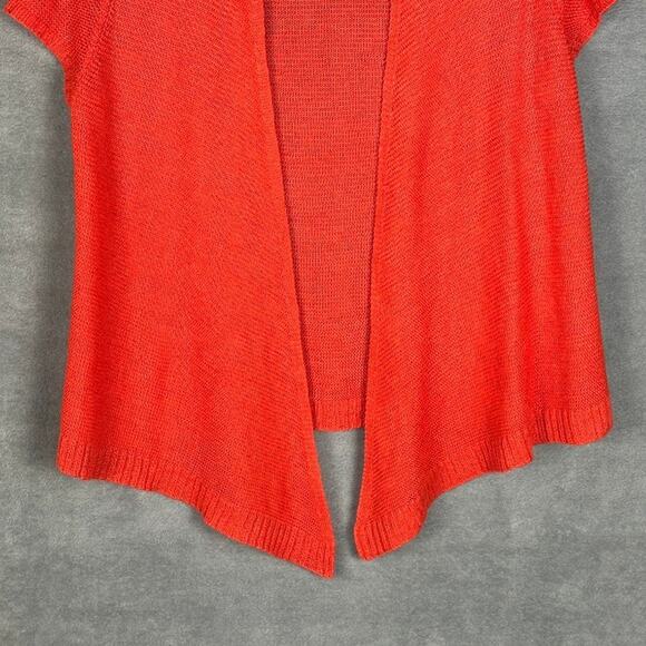 Eileen Fisher Sweater Womens Small Petite Red Linen Cardigan Lightweight Resort - Picture 3 of 11